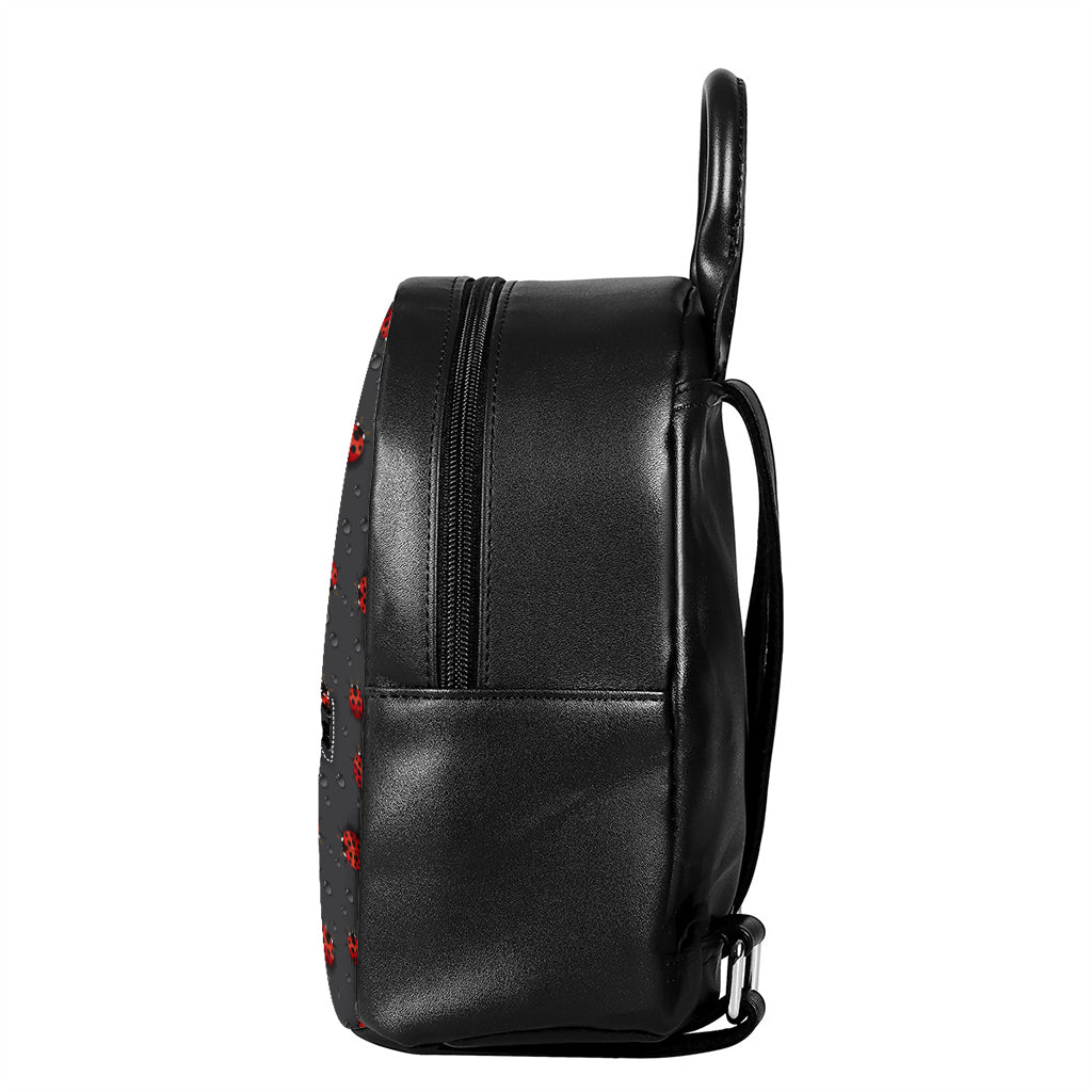 Little Ladybird Pattern Print Leather Backpack