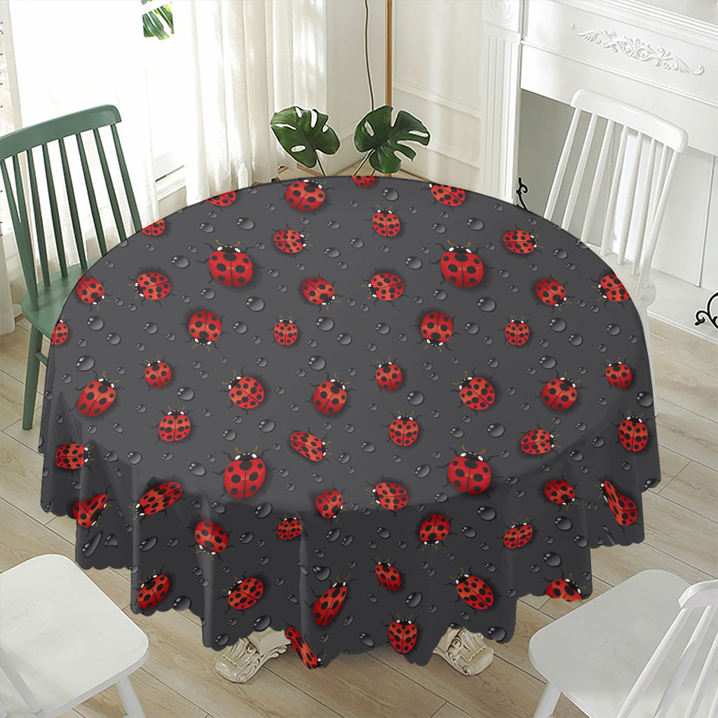 Little Ladybird Pattern Print Waterproof Round Tablecloth