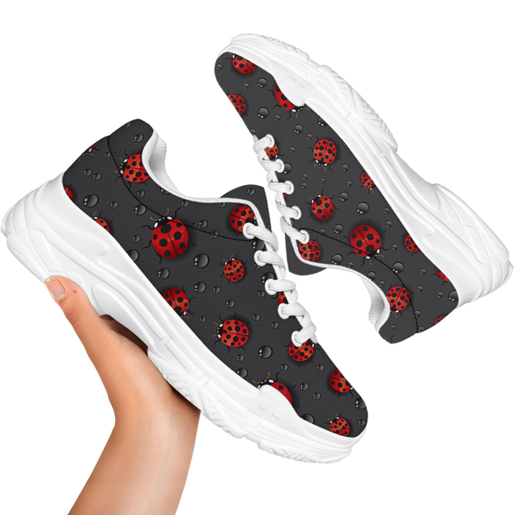 Little Ladybird Pattern Print White Chunky Shoes