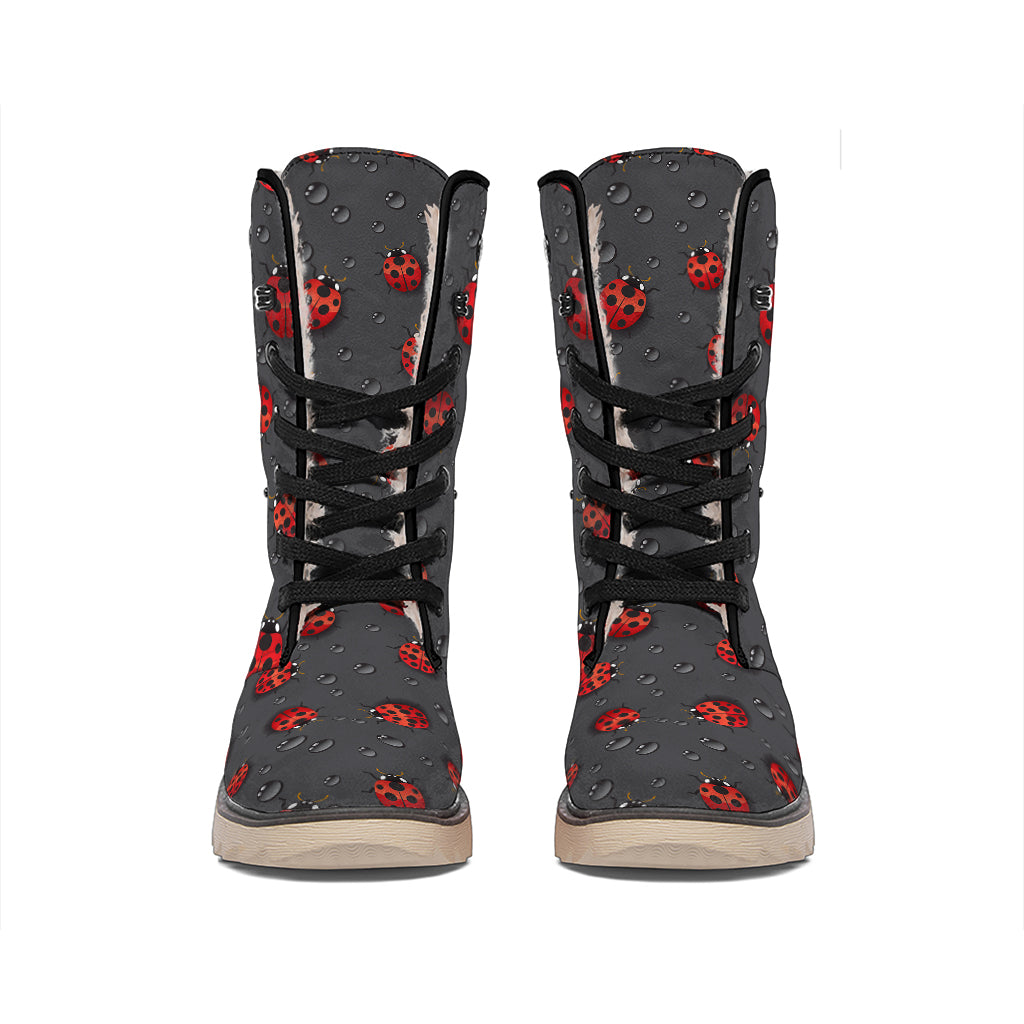 Little Ladybird Pattern Print Winter Boots