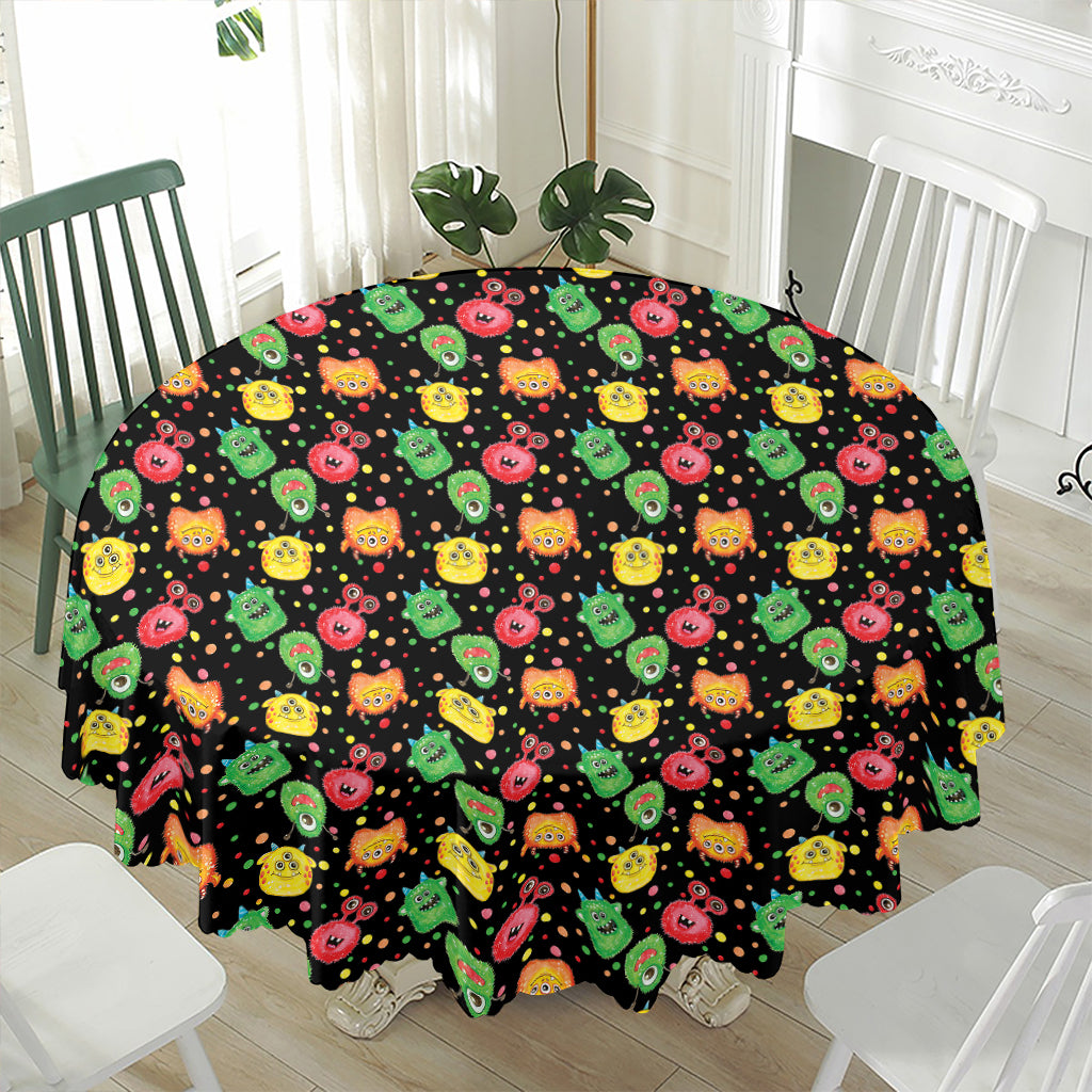Little Monster Pattern Print Waterproof Round Tablecloth