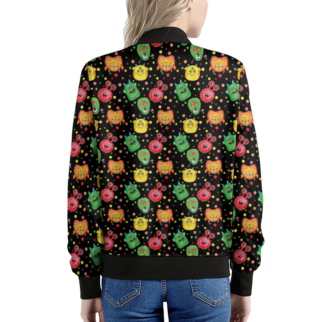 Little Monster Pattern Print Women's Bomber Jacket
