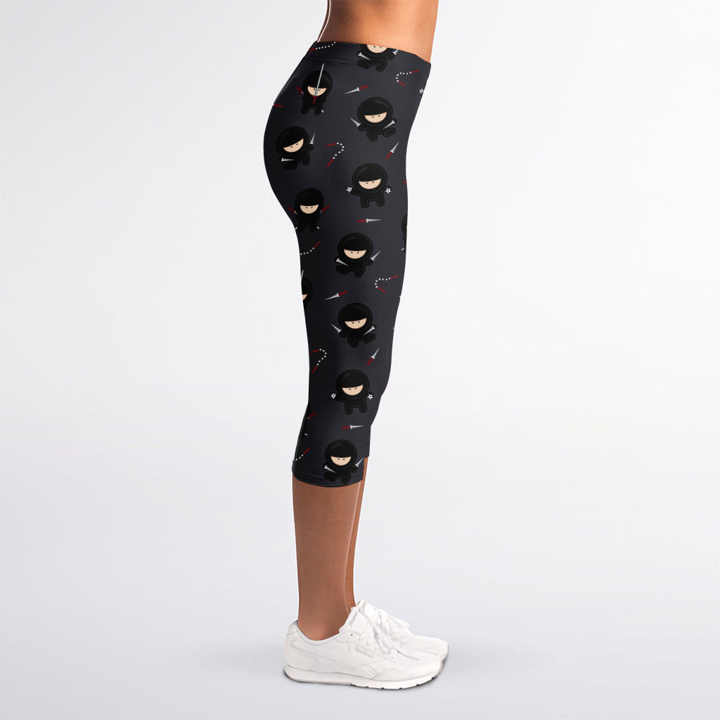 Little Ninja Pattern Print Women's Capri Leggings
