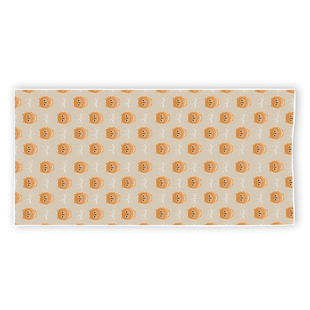 Little Pomeranian Pattern Print Beach Towel