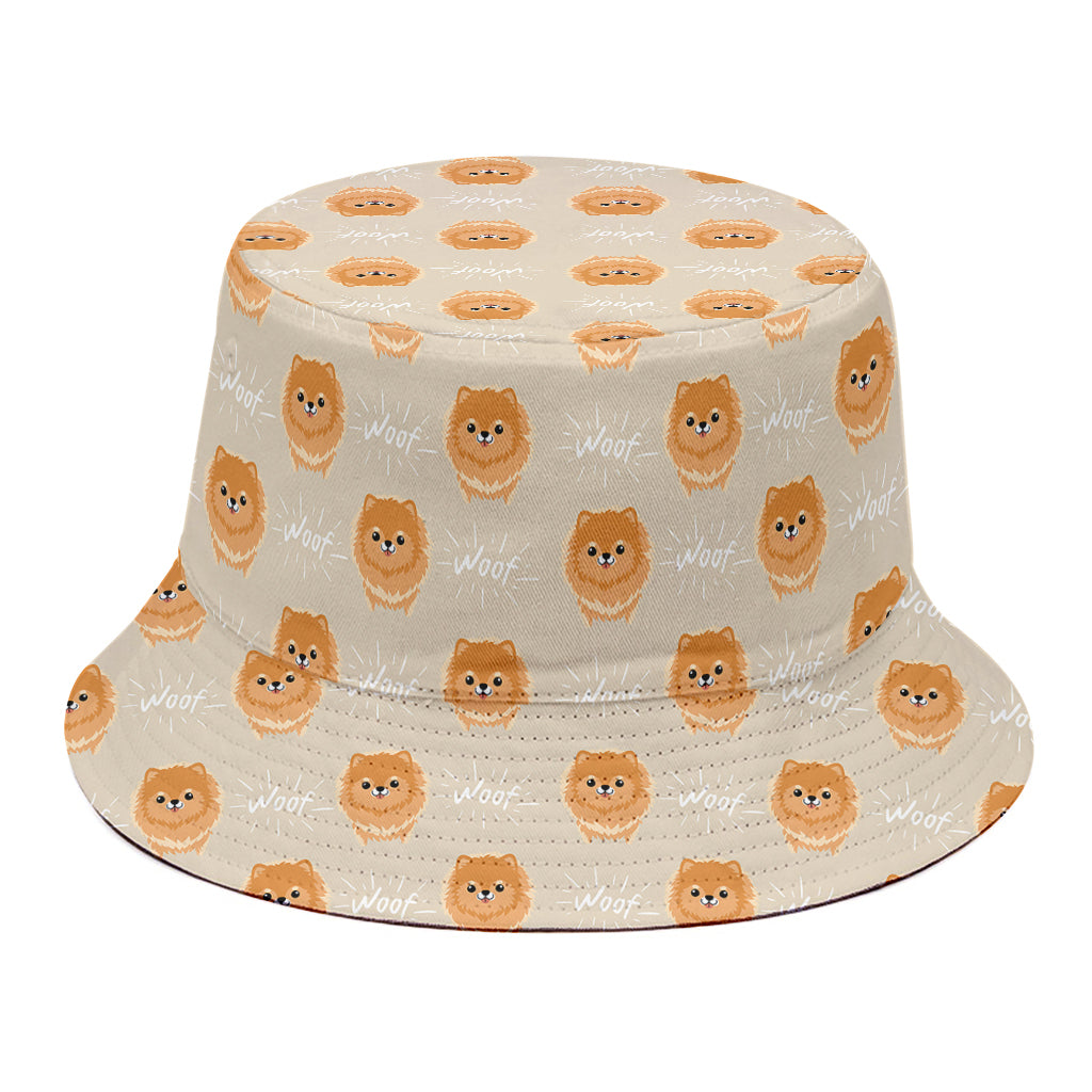 Little Pomeranian Pattern Print Bucket Hat