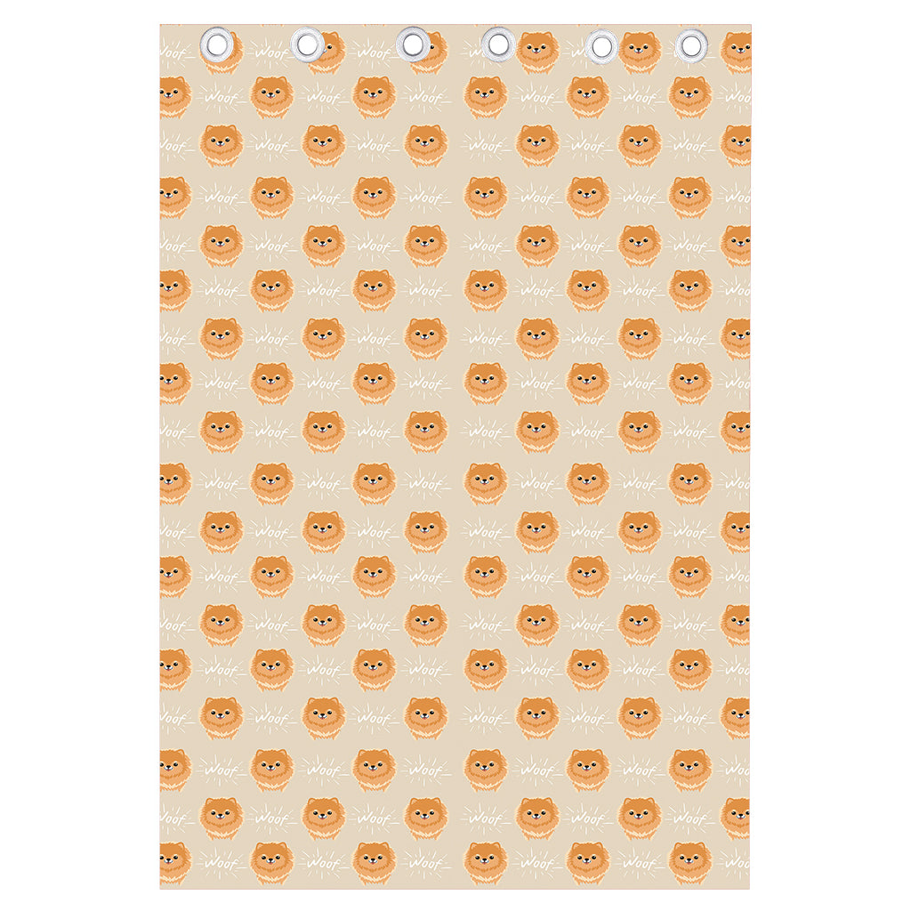 Little Pomeranian Pattern Print Curtain