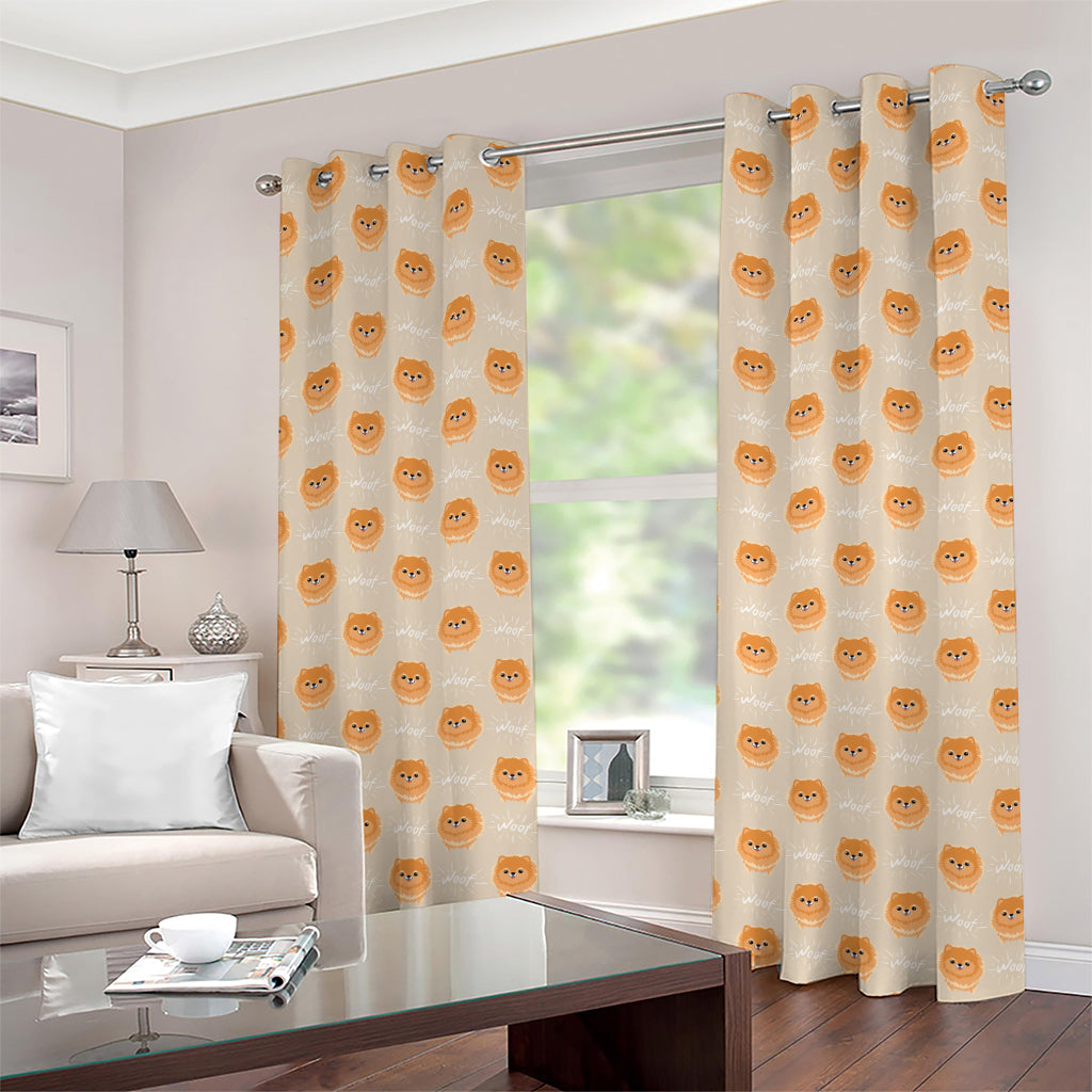 Little Pomeranian Pattern Print Grommet Curtains