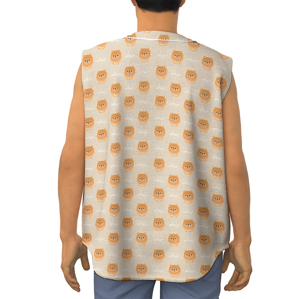 Little Pomeranian Pattern Print Sleeveless Baseball Jersey