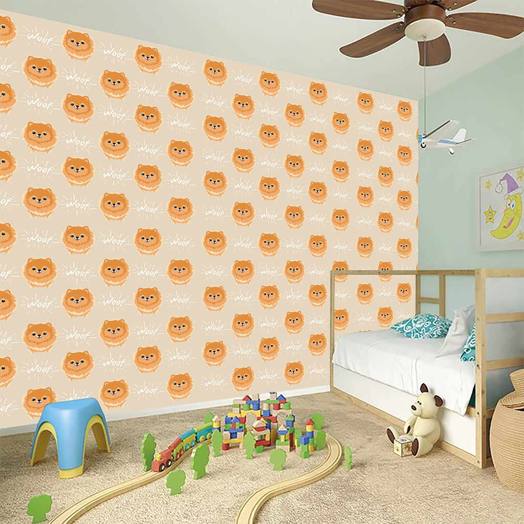 Little Pomeranian Pattern Print Wall Sticker
