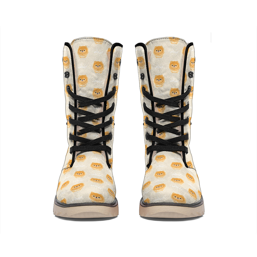 Little Pomeranian Pattern Print Winter Boots
