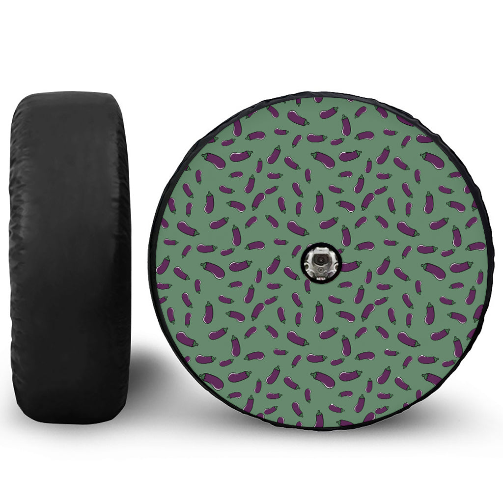 Little Purple Eggplant Pattern Print Tire Cover With Camera Hole