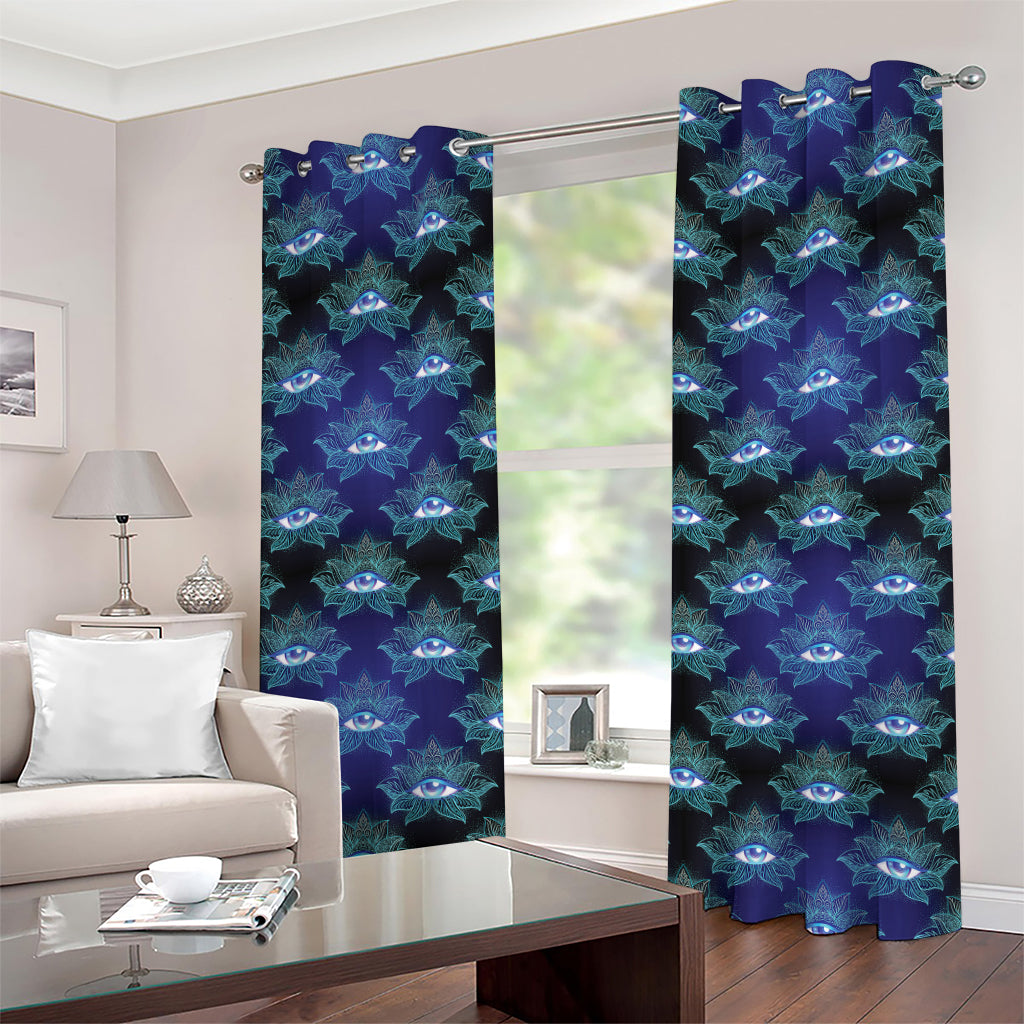Lotus Eye of Providence Pattern Print Grommet Curtains