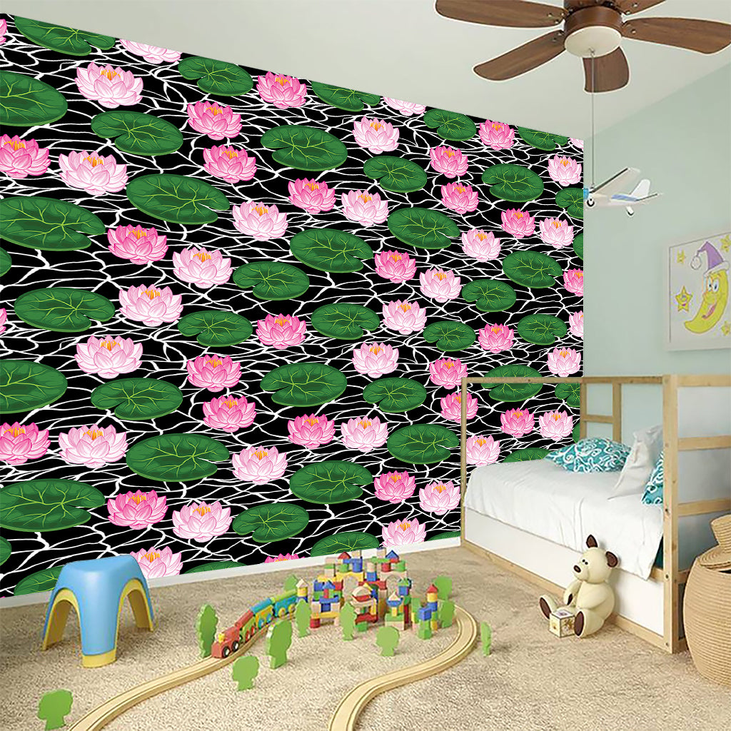 Lotus Flower And Leaf Pattern Print Wall Sticker