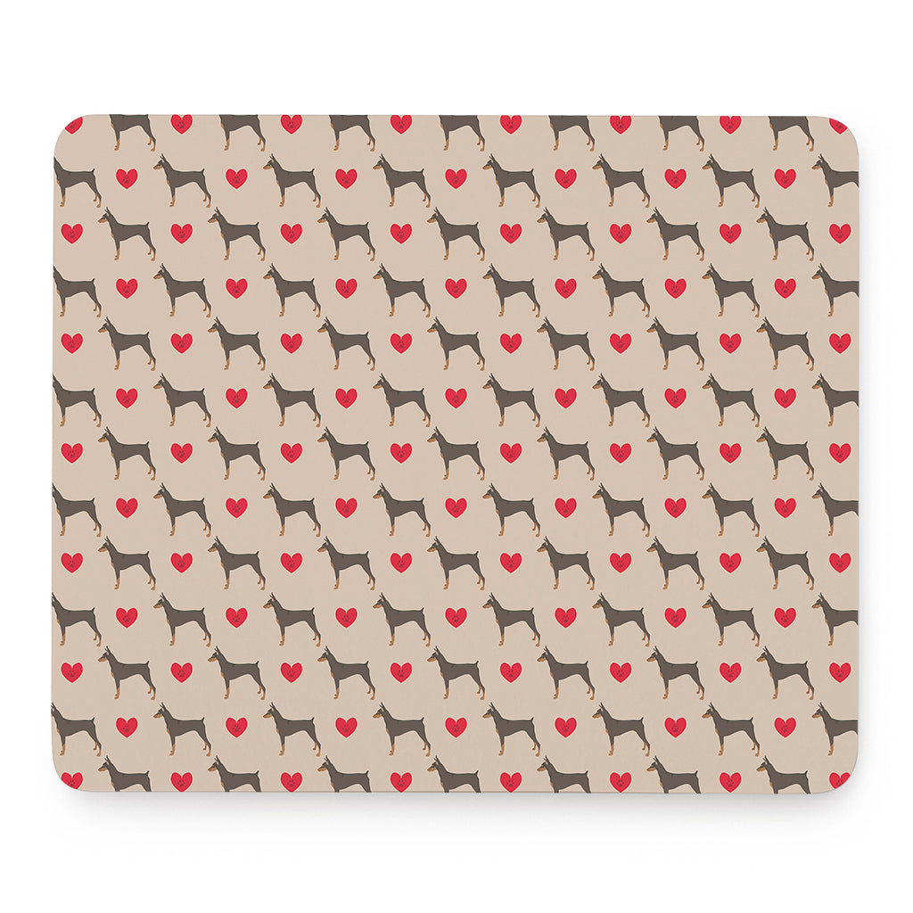 Love Dobermann Pattern Print Mouse Pad