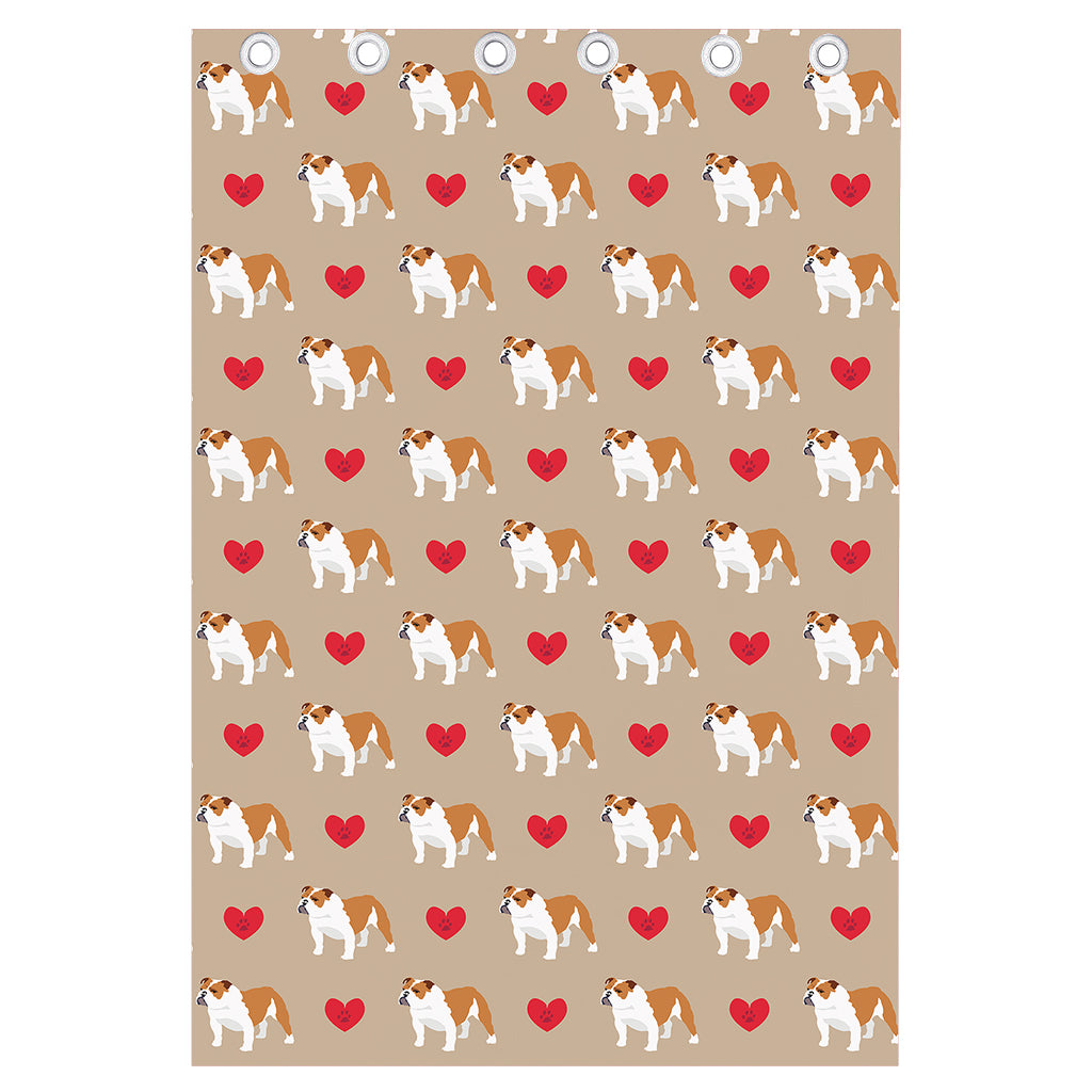 Love English Bulldog Pattern Print Curtain