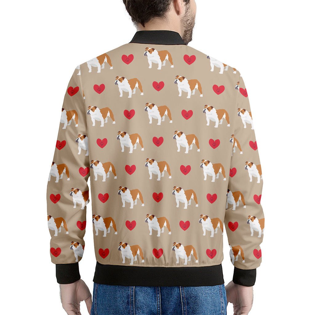 Love English Bulldog Pattern Print Men's Bomber Jacket