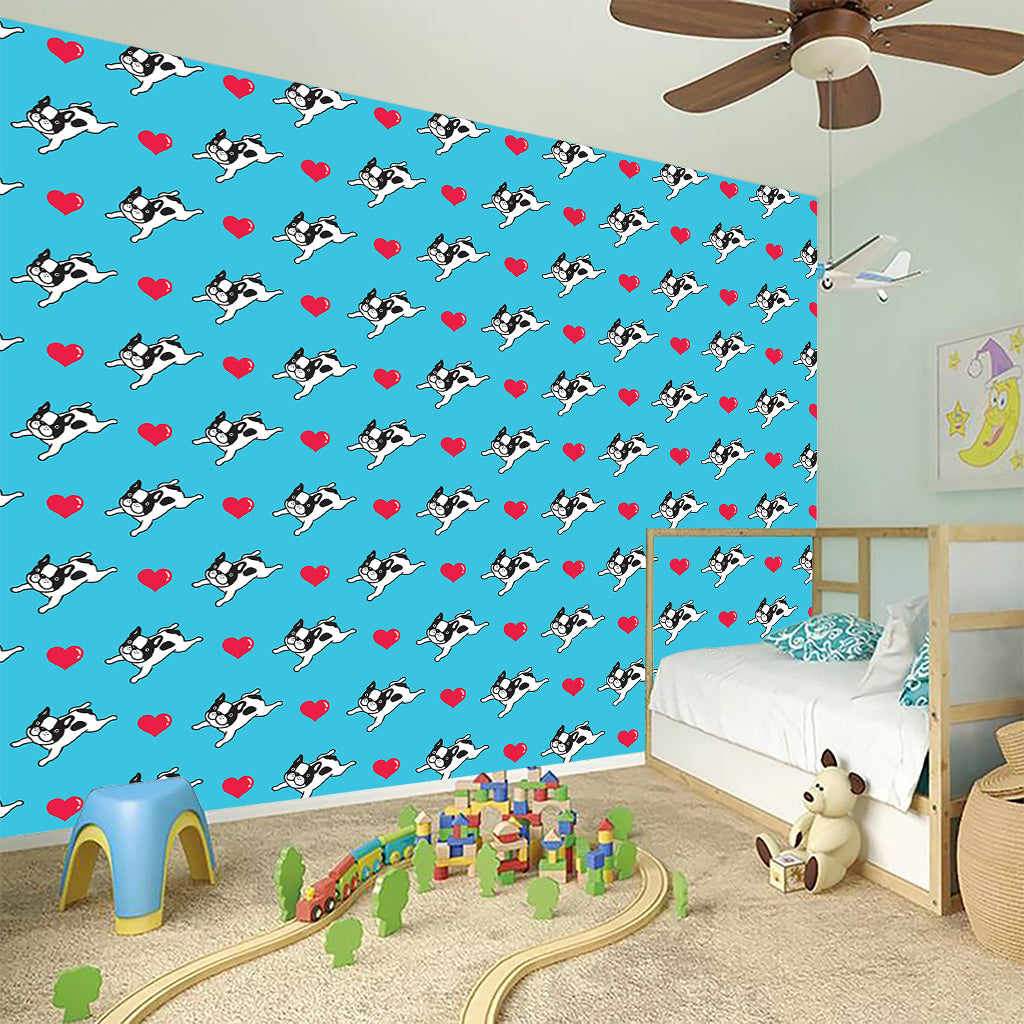 Love French Bulldog Pattern Print Wall Sticker