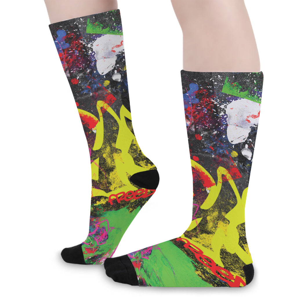 Love NYC Graffiti Print Long Socks