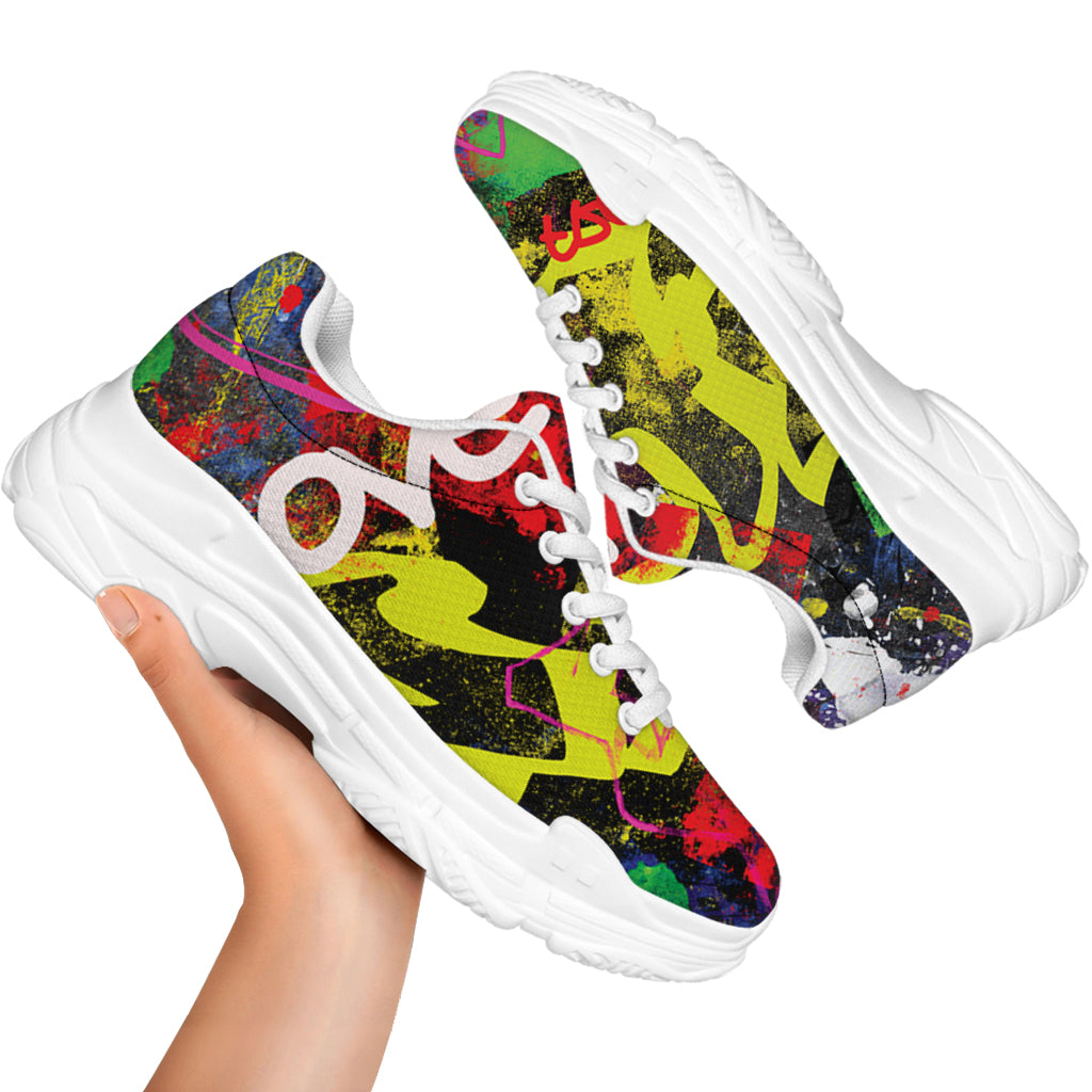 Love NYC Graffiti Print White Chunky Shoes