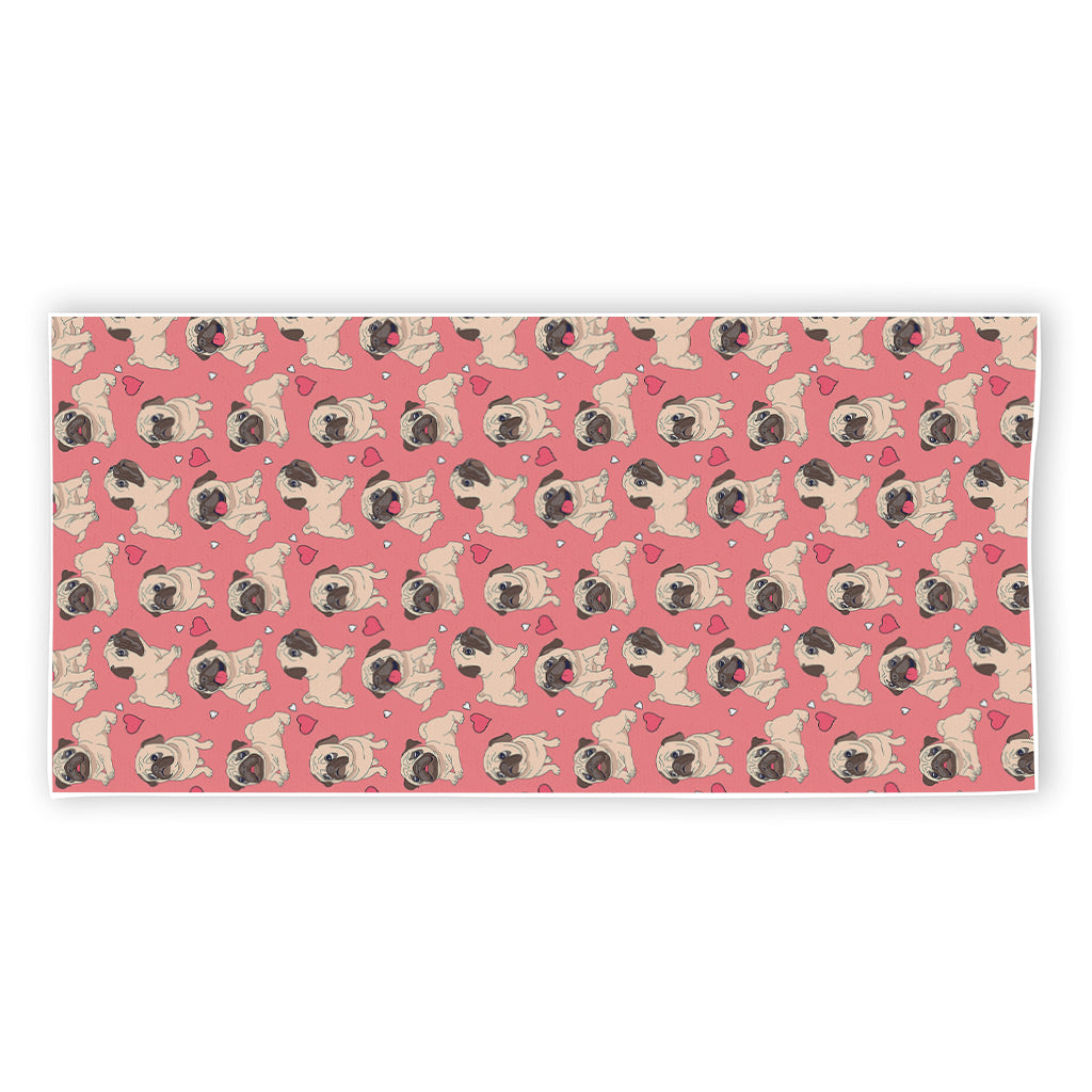 Love Pug Pattern Print Beach Towel