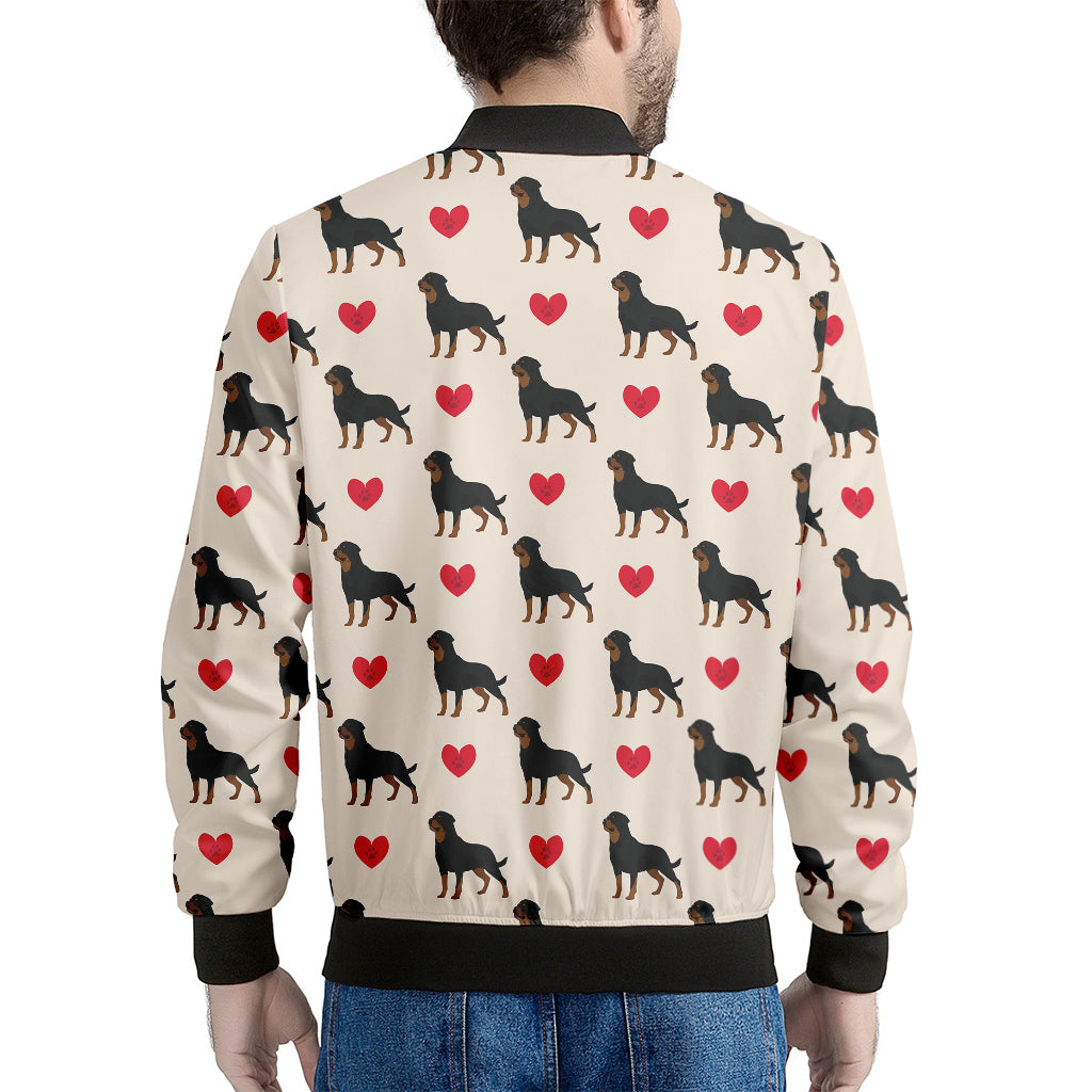 Love Rottweiler Pattern Print Men's Bomber Jacket