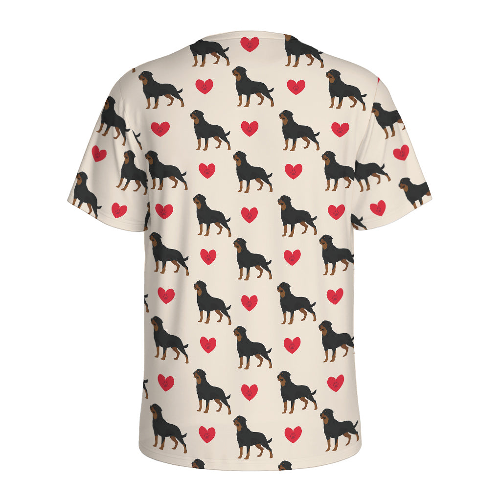 Love Rottweiler Pattern Print Men's Sports T-Shirt
