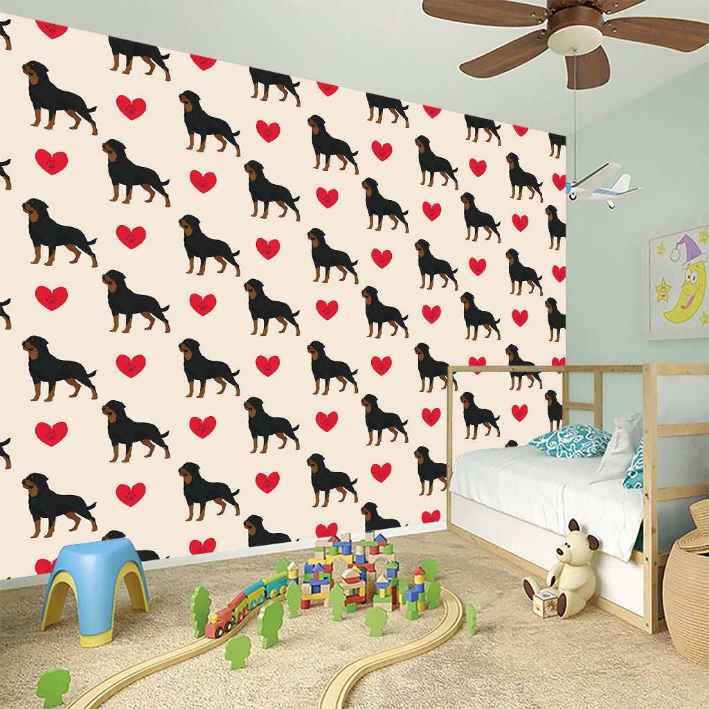 Love Rottweiler Pattern Print Wall Sticker