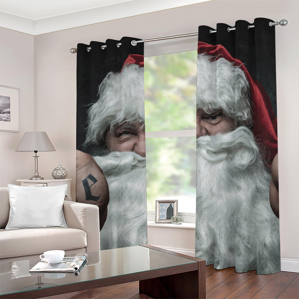 Love Xmas Santa Claus Print Grommet Curtains