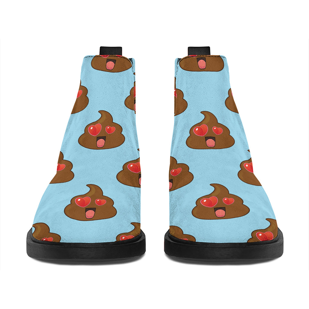 Lovely Poop Pattern Print Flat Ankle Boots