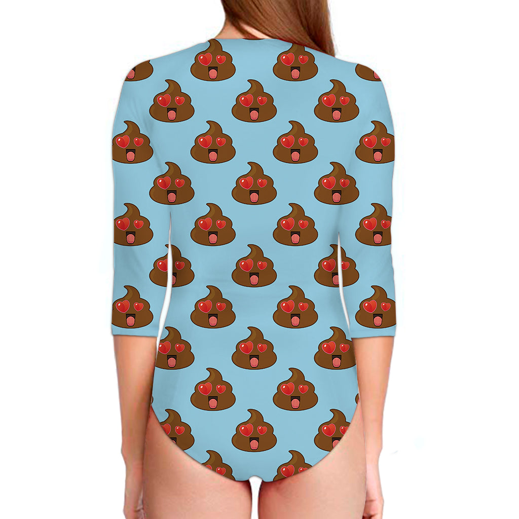 Lovely Poop Pattern Print Long Sleeve Swimsuit