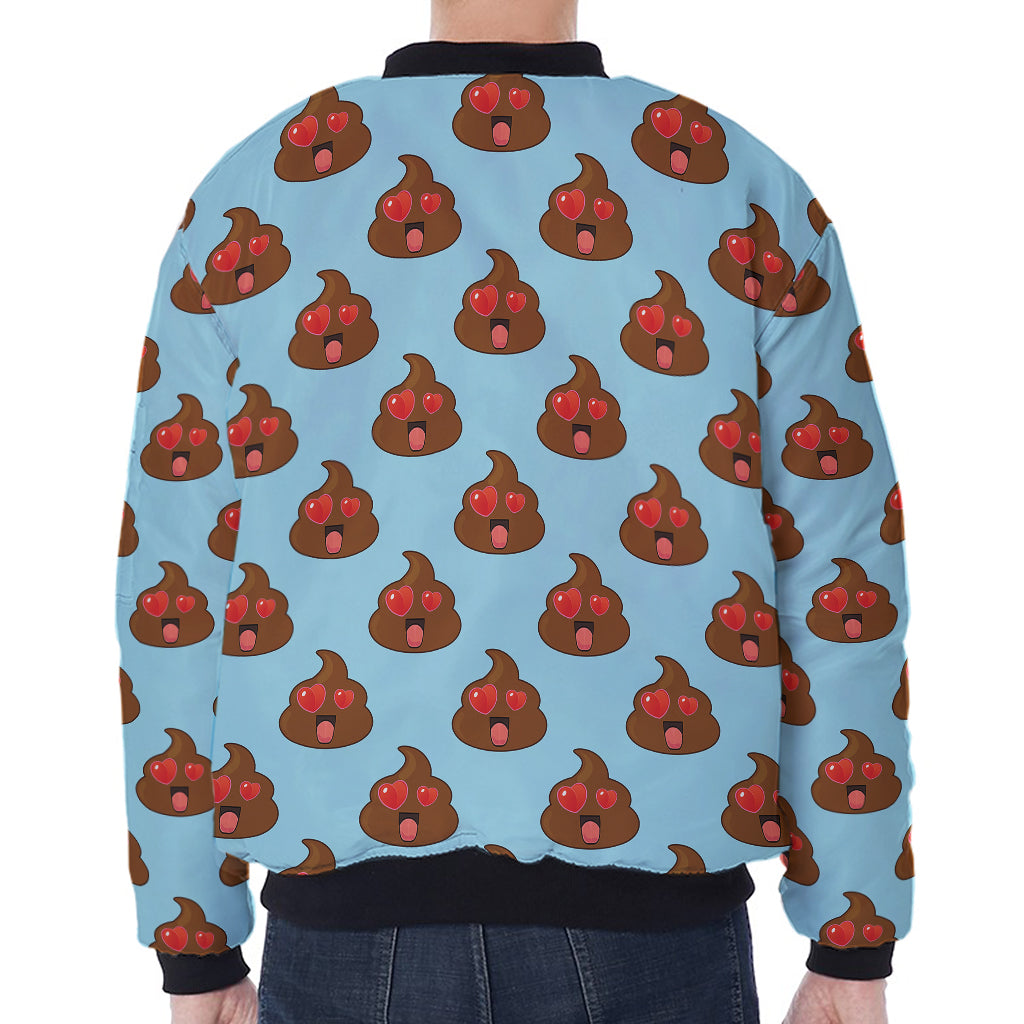 Lovely Poop Pattern Print Zip Sleeve Bomber Jacket