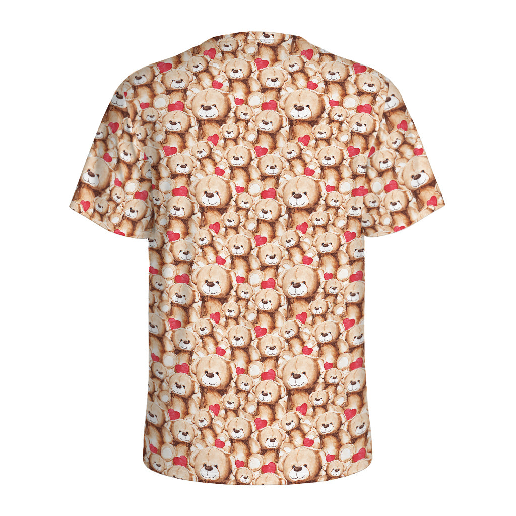 Lovely Teddy Bear Pattern Print Men's Sports T-Shirt