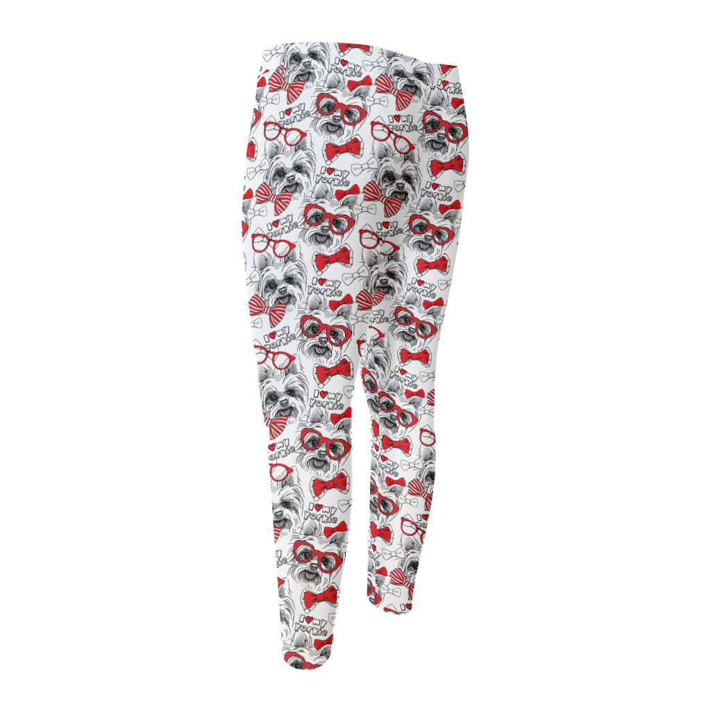 Lovely Yorkshire Terrier Pattern Print Men's Compression Pants