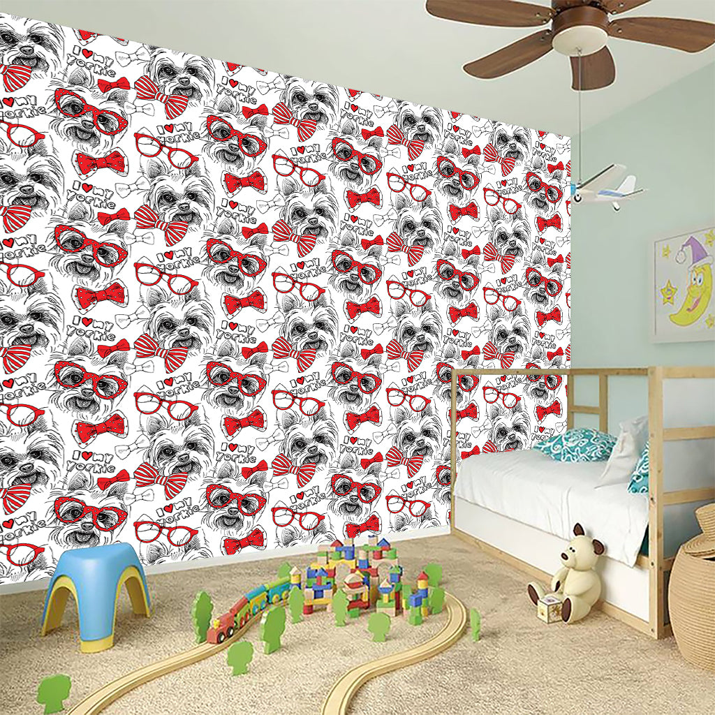 Lovely Yorkshire Terrier Pattern Print Wall Sticker