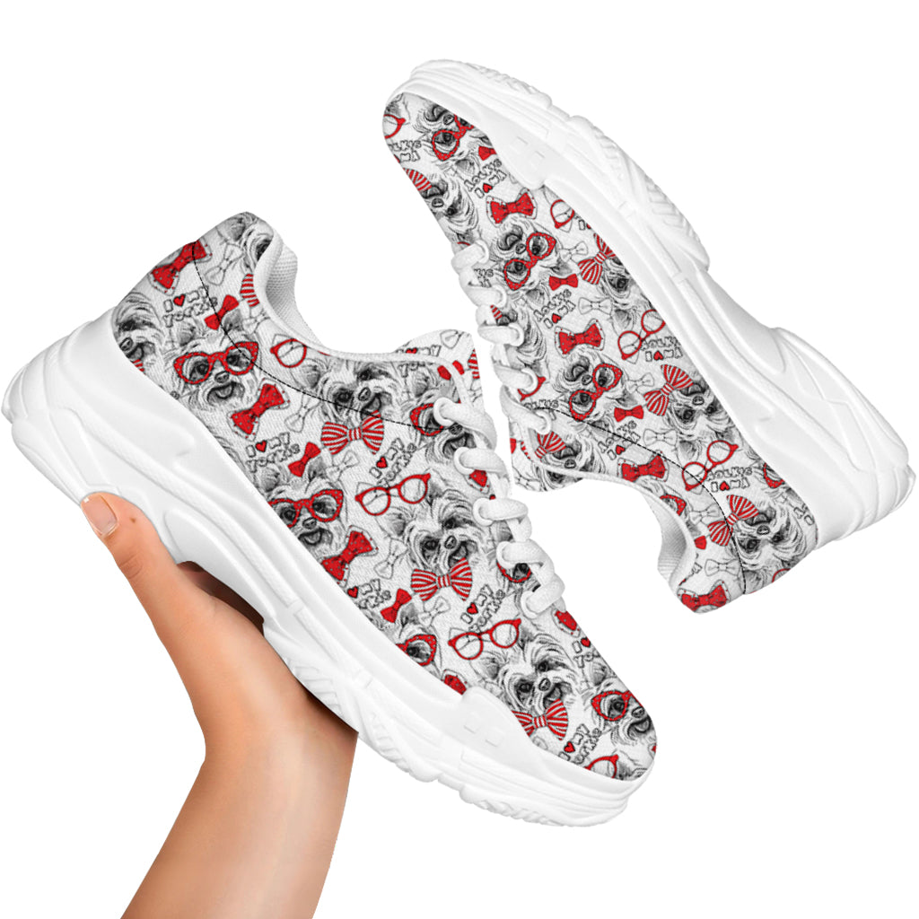 Lovely Yorkshire Terrier Pattern Print White Chunky Shoes