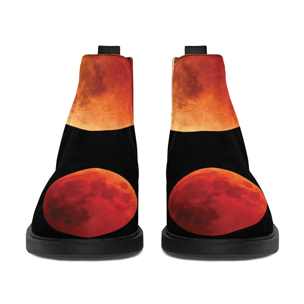 Lunar Eclipse Cycle Print Flat Ankle Boots