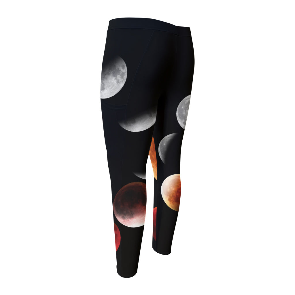 Lunar Eclipse Cycle Print Men's Compression Pants