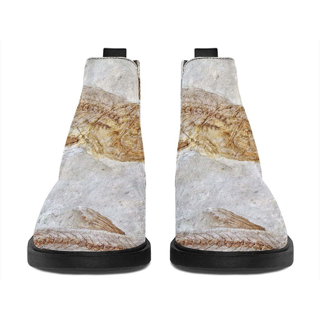 Lycoptera Fish Fossil Print Flat Ankle Boots