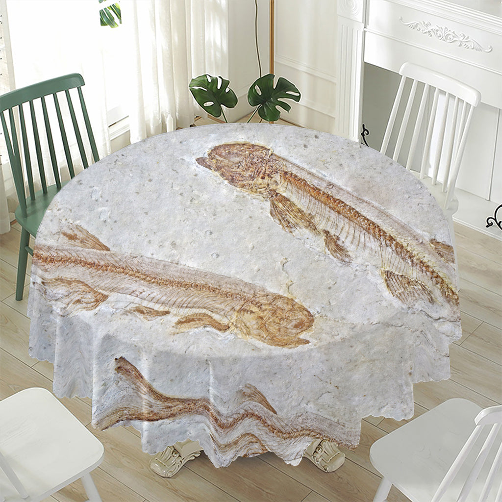Lycoptera Fish Fossil Print Waterproof Round Tablecloth