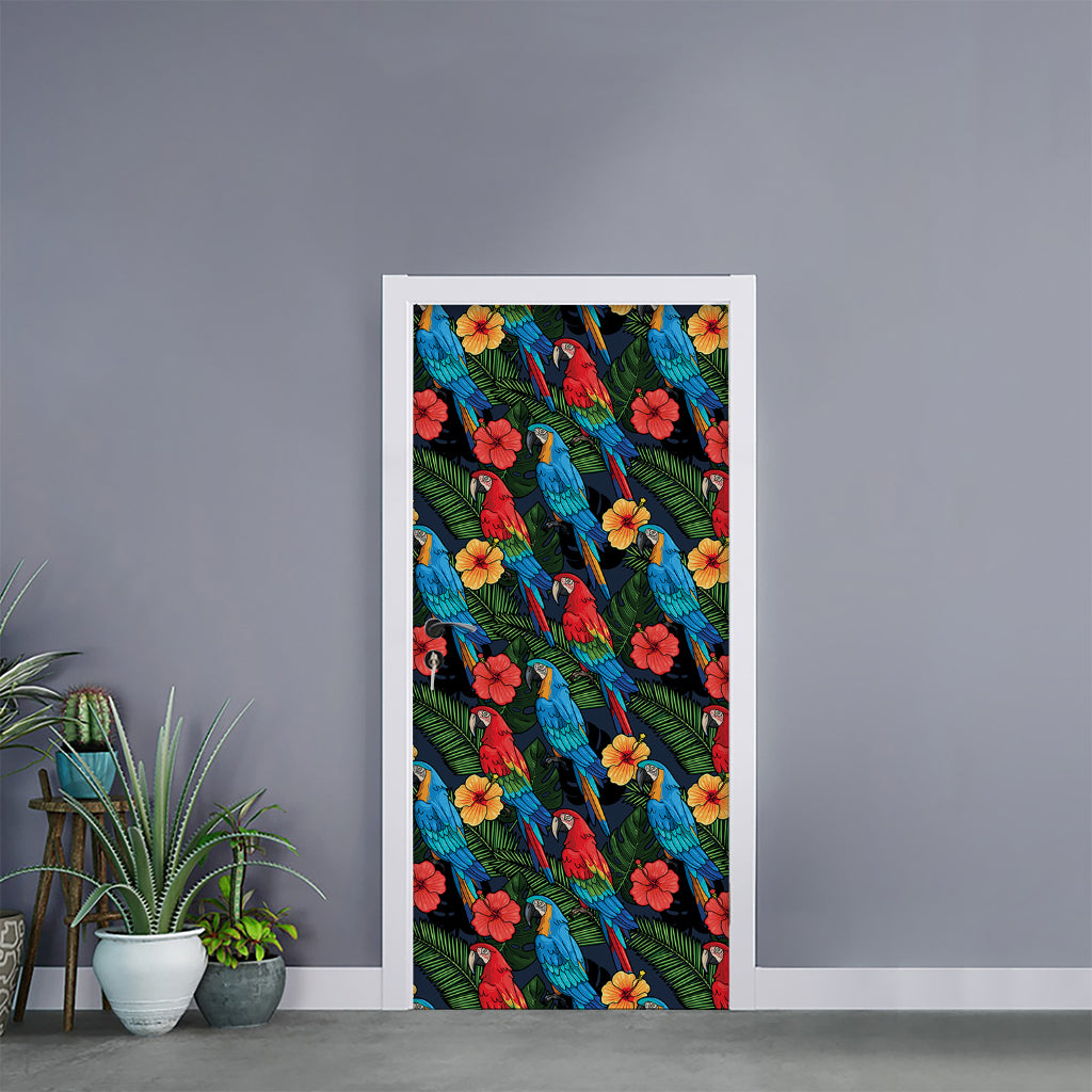 Macaw Parrot Pattern Print Door Sticker