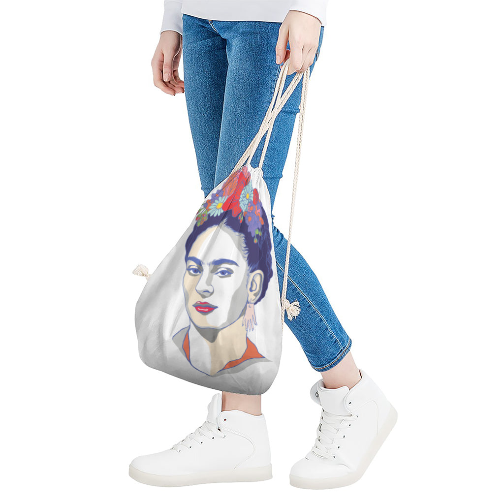Magdalena Carmen Frida Kahlo Print Drawstring Bag