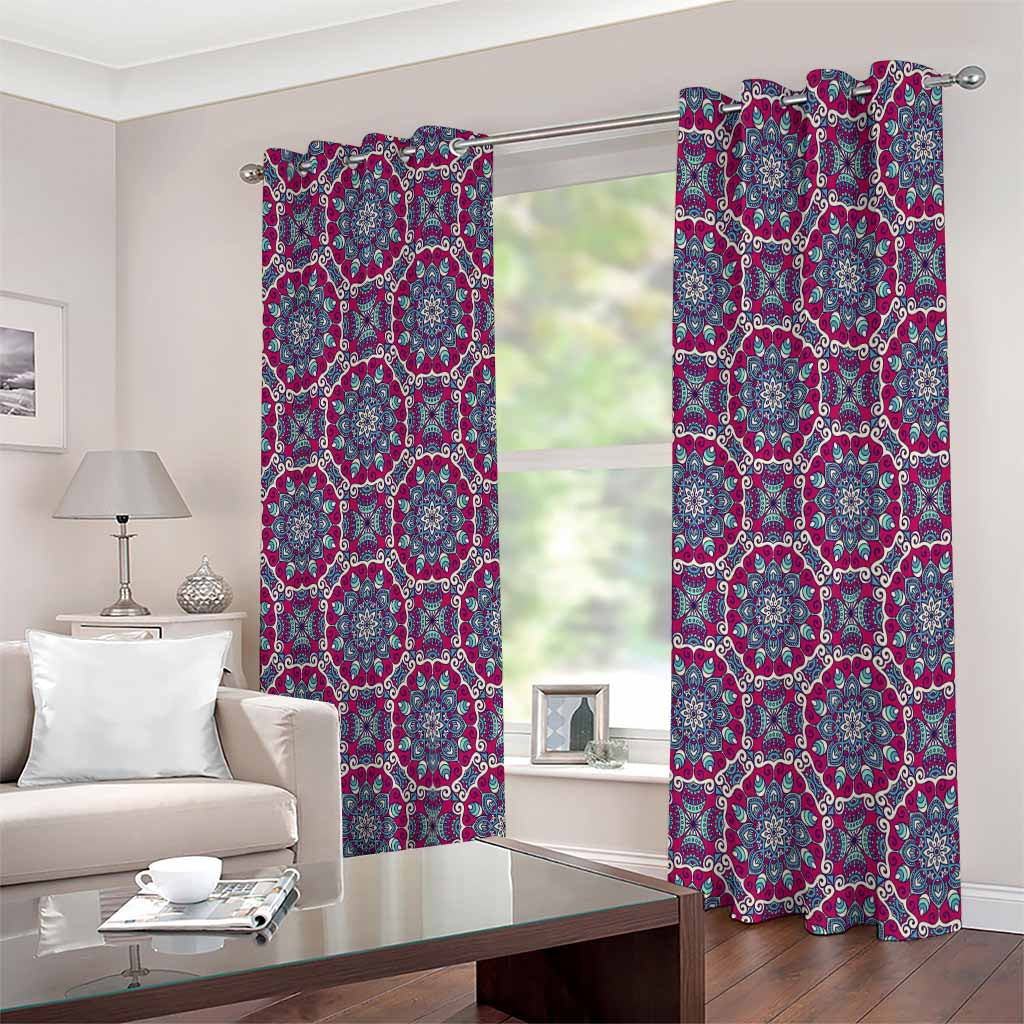 Magenta Mandala Bohemian Pattern Print Extra Wide Grommet Curtains