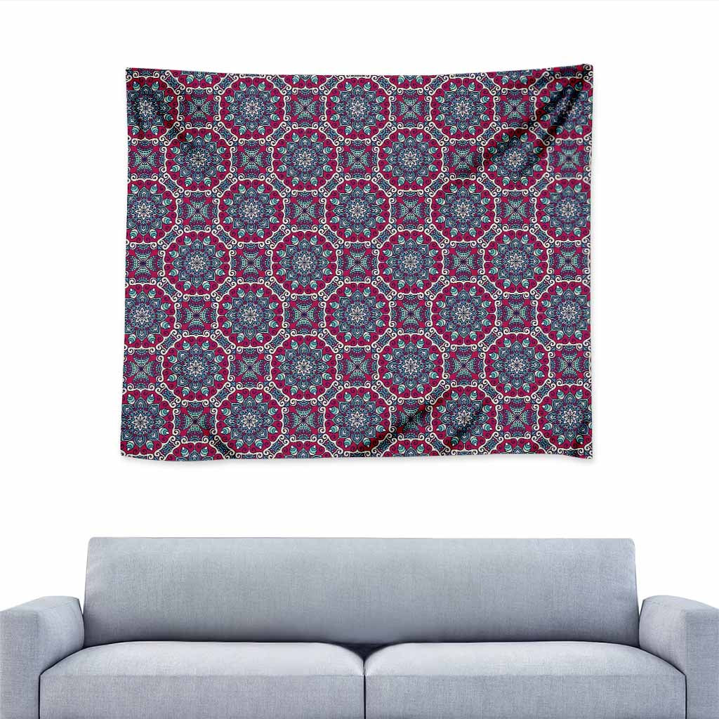 Magenta Mandala Bohemian Pattern Print Tapestry