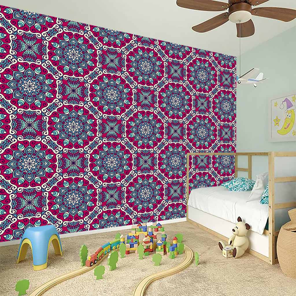 Magenta Mandala Bohemian Pattern Print Wall Sticker