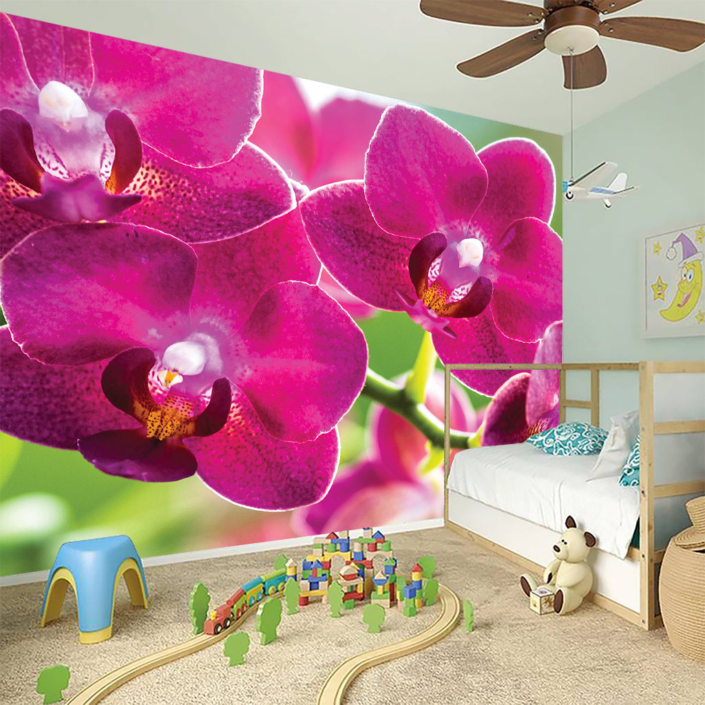 Magenta Orchid Flower Print Wall Sticker