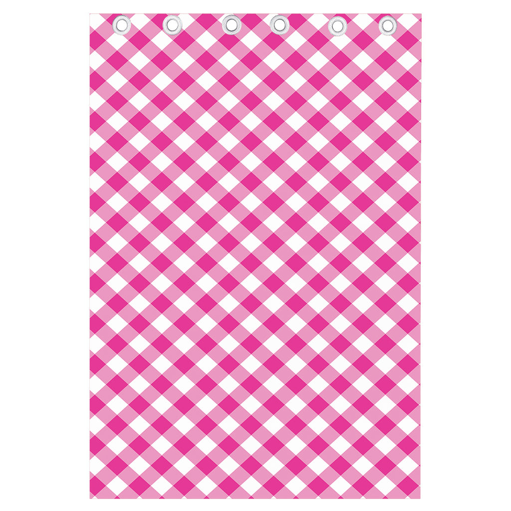 Magenta Pink And White Gingham Print Curtain