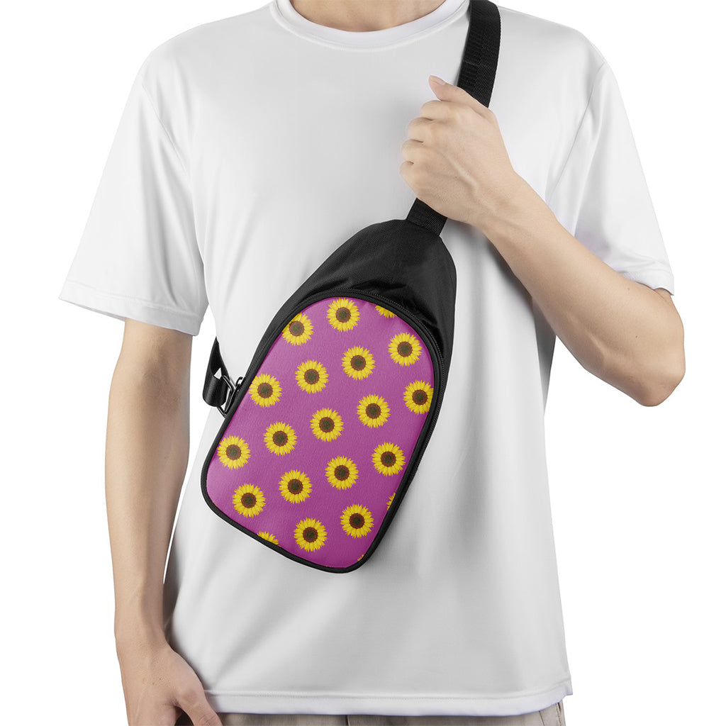 Magenta Pink Sunflower Pattern Print Chest Bag