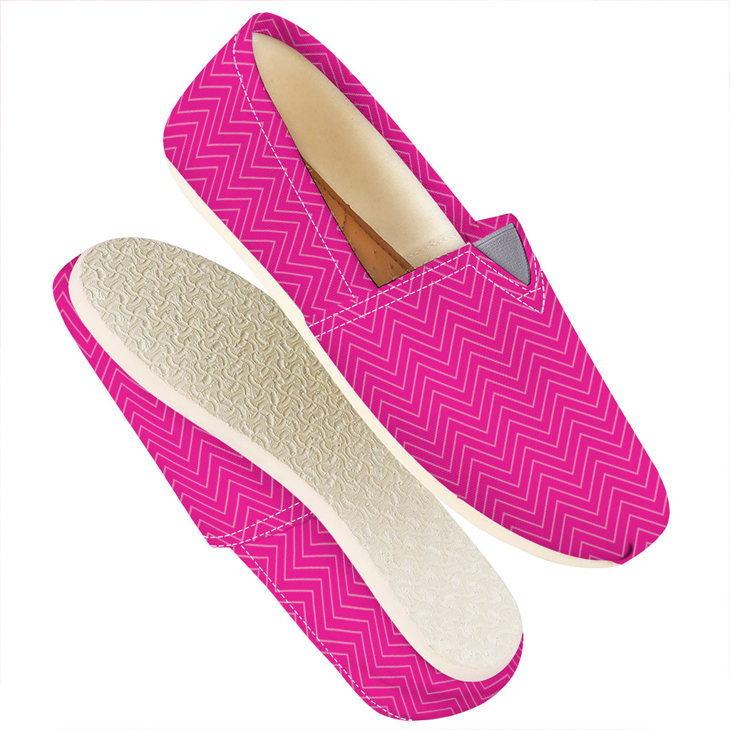 Magenta Pink Zigzag Pattern Print Casual Shoes