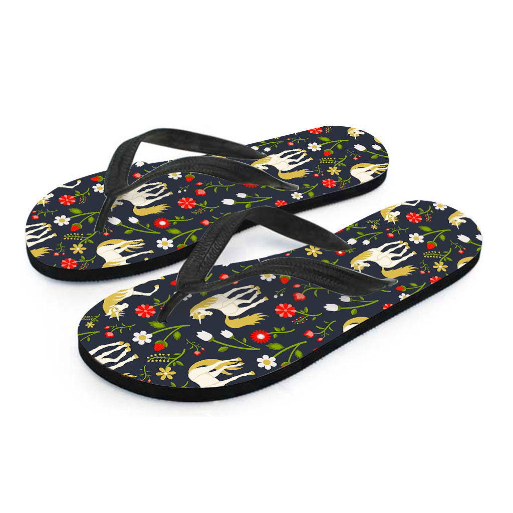 Magic Floral Unicorn Pattern Print Flip Flops