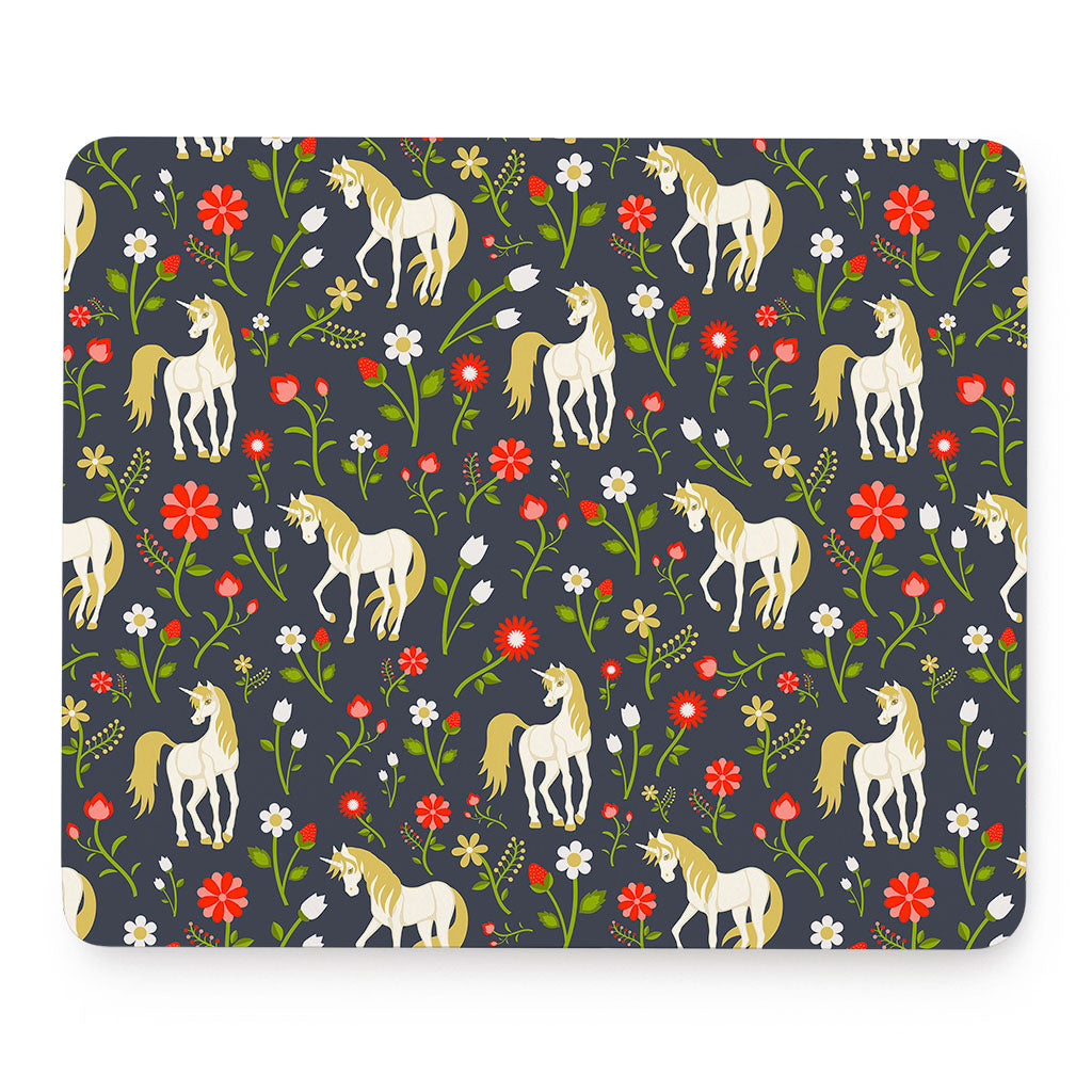 Magic Floral Unicorn Pattern Print Mouse Pad